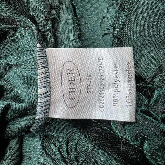 NWT Cider Size Large Dark Green Velvet Halter Mini Dress Floral Holiday Party - Picture 12 of 12